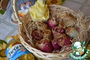 Рецепт Закусочные розы из блинов со шпинатом