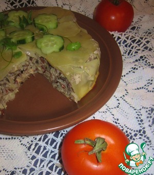 Рецепт Пирог картофельный с рисом и рыбой