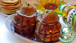 Рецепт Башенки из груш и оладий под шоколадным соусом