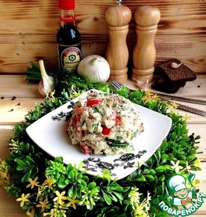 Рецепт Салат со свежими овощами и консервированной рыбой