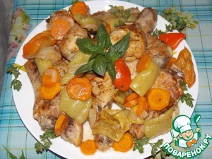Рецепт Курица с овощами, запечённая в пакете