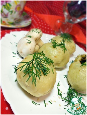 Рецепт Постные картофельные шарики с диким рисом, грибами и горошком