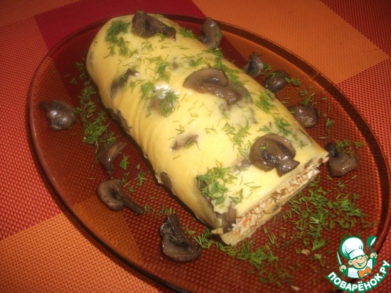 Закусочный бисквитный рулет "Осенние узоры" по рецепту Ольга Бабич https://www.povarenok.ru/recipes/show/98325/