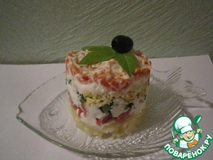 Рецепт Слоёный салат с копченой горбушей