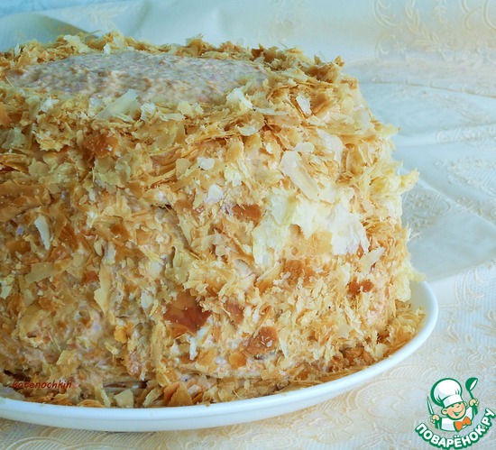 Закусочный Наполеон с нежным креветочным муссом