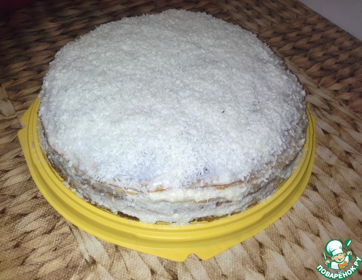 Рецепт: Блинный торт с кремом из манной крупы