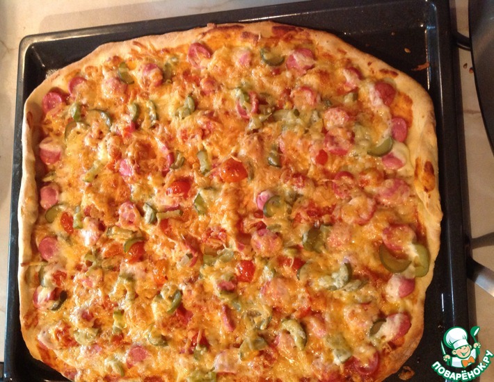 Рецепт: Домашняя пицца на хрустящем тесте
