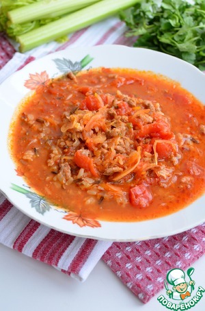 Рецепт Томатный суп с рисом и квашеной капустой