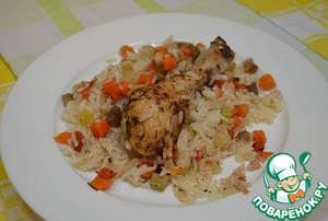 Рецепт Запеченный рис с куриными ножками и овощами