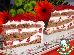 Рецепт Клубничный торт с желе
