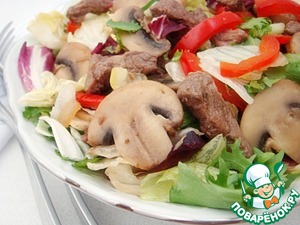 Рецепт Мясной салат с шампиньонами и овощами