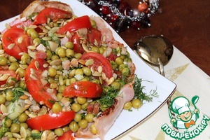 Рецепт Салат из кабачков, зеленого горошка и бекона