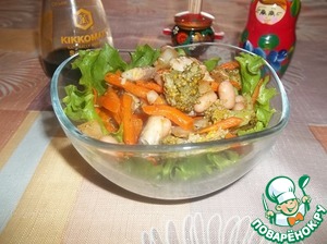 Рецепт Салат из фасоли, овощей и копченой рыбы