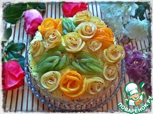 Рецепт Торт "Именинный" с фруктовыми розами