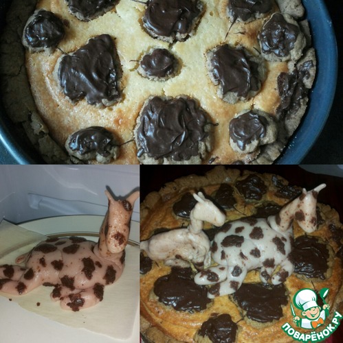 Пирог "Жираф" с фигуркой жирафа из мастики