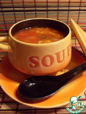 Рецепт Томатный суп с перловкой и китайской капустой