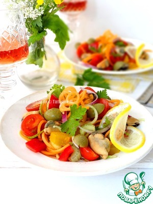 Рецепт Салат из овощей с мидиями