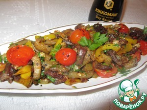 Рецепт Теплый салат из сердечек с овощами