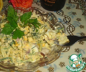 Рецепт Луковый салат с яйцом и огурцом