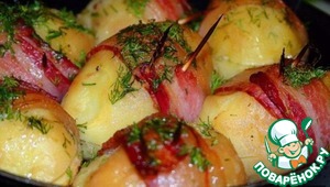 Рецепт Запеченная картошка с моцареллой, луком и грибами
