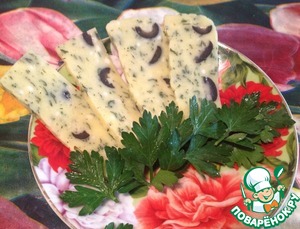 Рецепт Домашний сыр с зеленью и маслинами