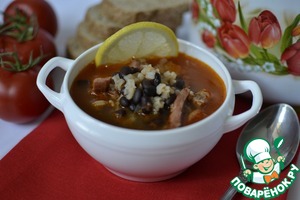 Рецепт Кубинский суп с черной фасолью и колбасой чоризо