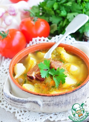 Рецепт Быстрый гороховый суп из молодых овощей