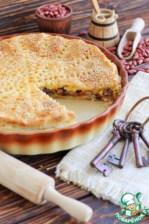 Рецепт Пирог с красной фасолью, грибами и сыром