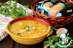 Рецепт Овощной суп с красной чечевицей и рисом