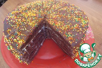 Рецепт: Торт Шоколад на кипятке на сковороде