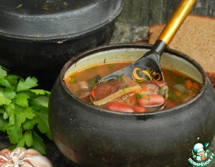 Рецепт: Суп с фасолью и грибами