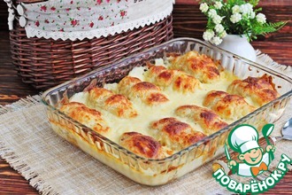 Рецепт: Рогалики с рисом и курицей в заливке