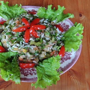 Рецепт Салат "Дачный" с печеными овощами и рисом