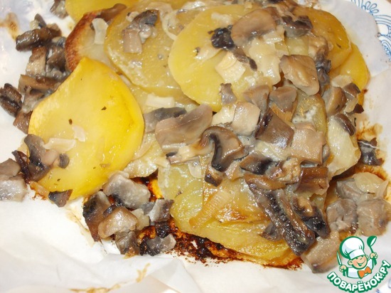 говядина с картофелем и грибами в сливках