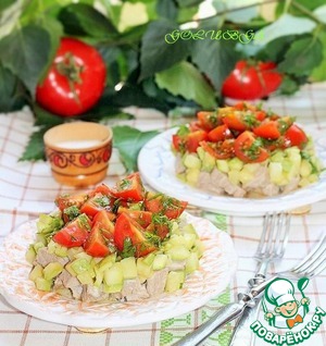 Рецепт Мясной салат с кабачком и с соусом "Летний"