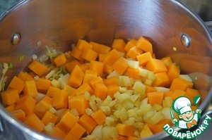 Рецепт Пикантный морковно-тыквенный суп-пюре. Калорийность, химический состав и пищевая ценность.