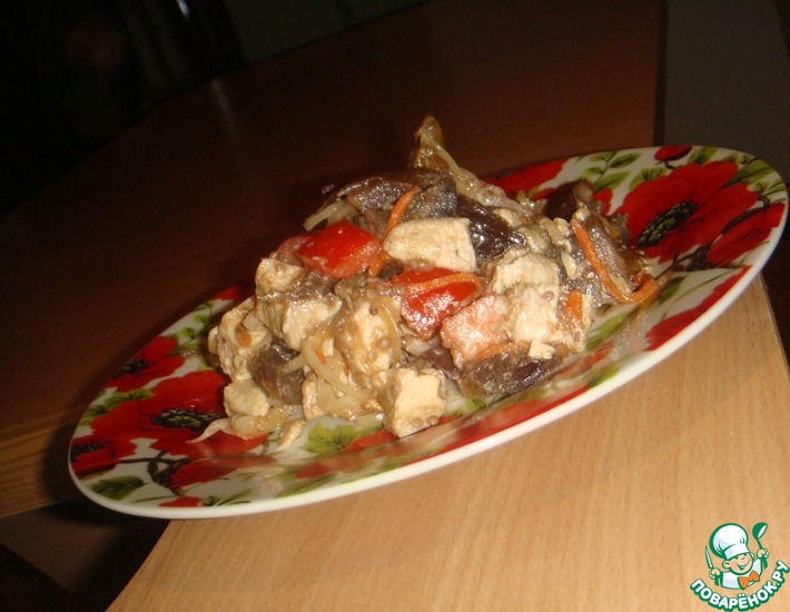 Рецепт: Салат из баклажан и курицы
