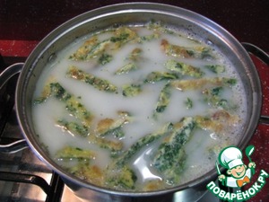 Рецепт Куриный суп с лапшой из яиц и шпината
