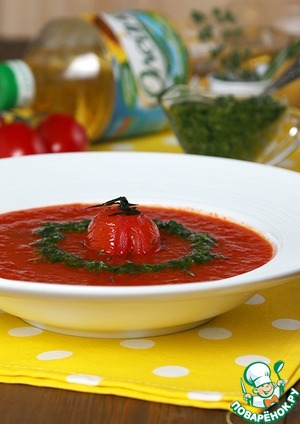 Рецепт Суп из печеных томатов с песто
