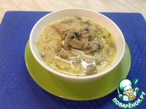 Рецепт Сырный суп с курицей и грибами