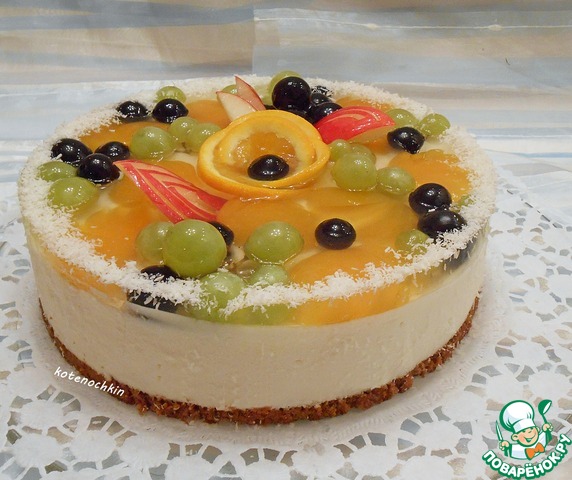 Желейный торт со сметаной и фруктами, без выпечки | Простые рецепты с фото
