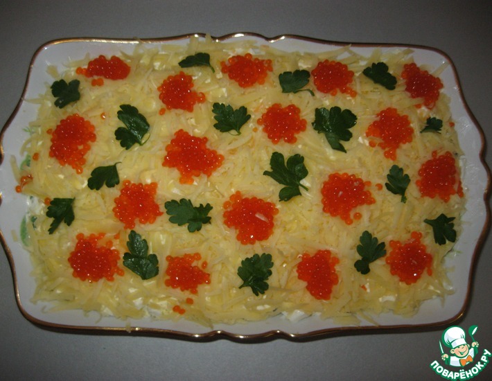 Рецепт: Слоеный салат Прости с жареной картошкой