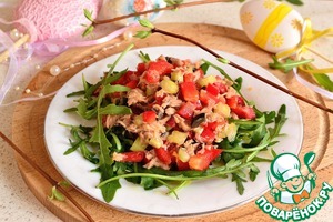 Рецепт Сочный салат с рукколой и тунцом