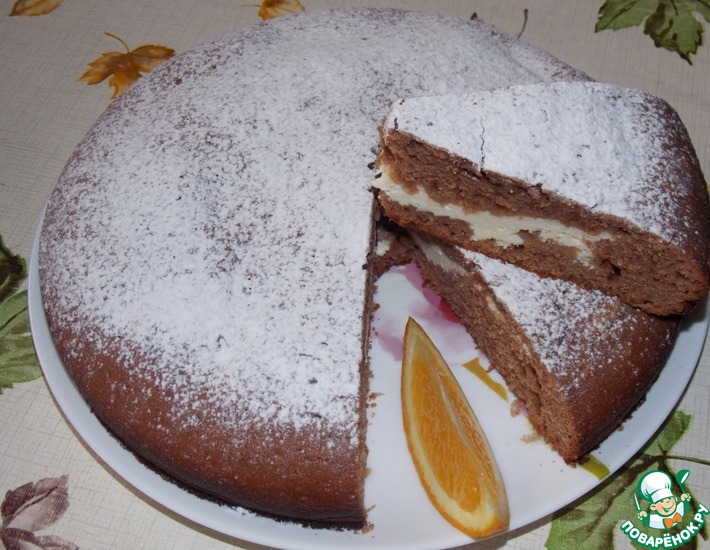 Рецепт: Шоколадно-апельсиновый пирог с творогом