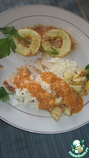 Рецепт Салат с курицей и подпеченными яблоками