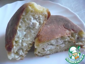 Рецепт Жареные пирожки из творожного теста с курицей и сыром