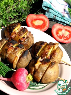 Рецепт Картошка на мангале с салом
