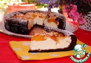Рецепт Шоколадная бисквитная ватрушка с абрикосами
