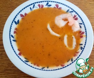 Рецепт Томатный крем суп с моцареллой и морепродуктами