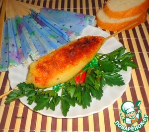 Рецепт Картофельный шашлык с рыбой в томате